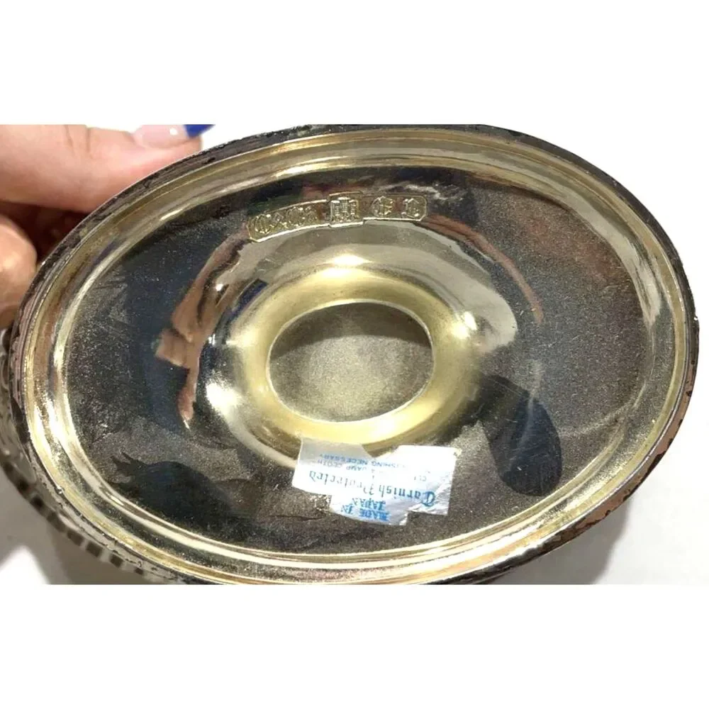 Vintage Corbell & Co Silver-Plated Footed Candy Baskets Gold Wash Navette Bowls